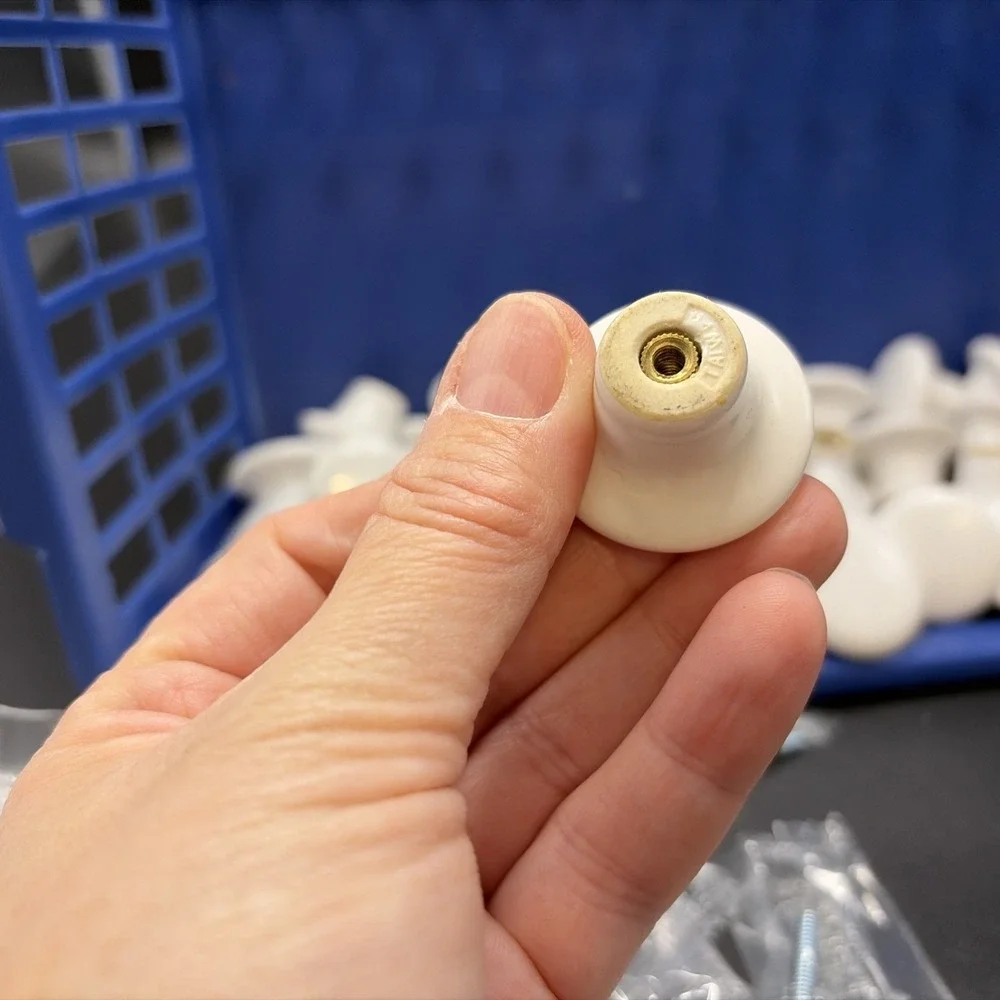 Porcelain White Cabinet Knobs Drawer Pulls 1.25